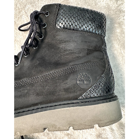 Timberland Black Nubuck Leather Snakeskin Accent Sensorflex Boots Womens 7.5 - Picture 7 of 11